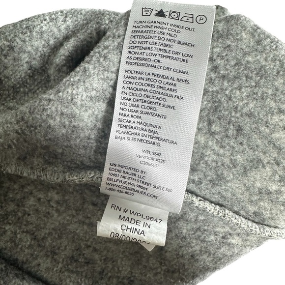 Eddie Bauer Men’s Large Radiator Fleece 1/4 Snap Mock Pullover Sweatshirt Gray - Picture 10 of 12